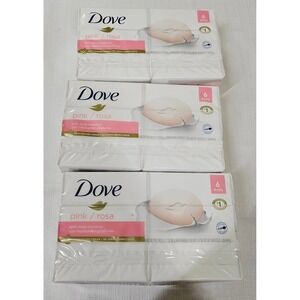 Dove Pink Rosa Moisturizing Cream Beauty Bar Soap 6 Bar Pk Moisturizing Lot of 3
